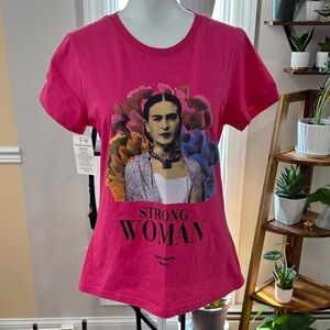 Frida Kahlo strong woman Pink Graphic t shirt size L